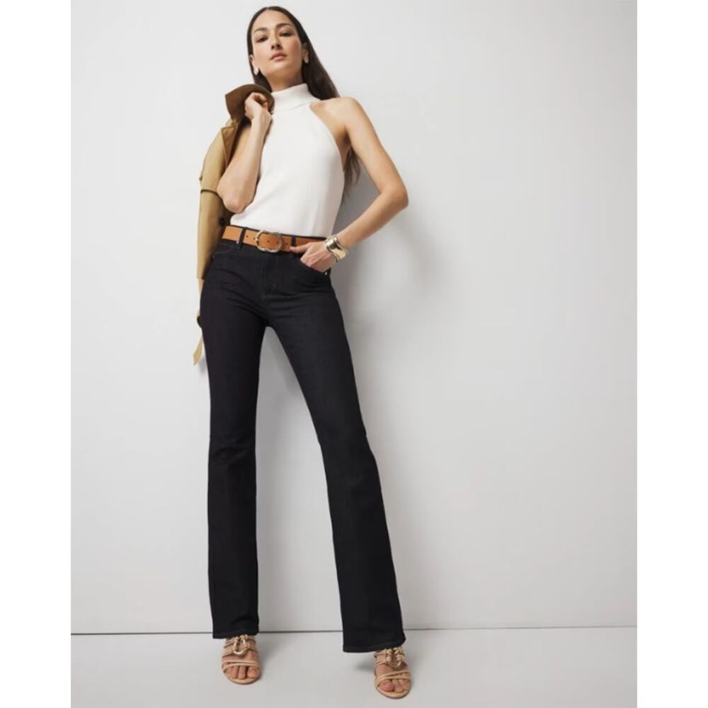 WHBM High Rise Skinny Flare Sculpt Dark Wash Jeans | 8